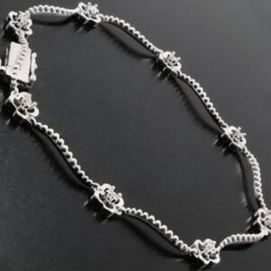 Hypnotic Womens 14K White Gold Over Solid Sterling Silver & Diamonds Bracelet